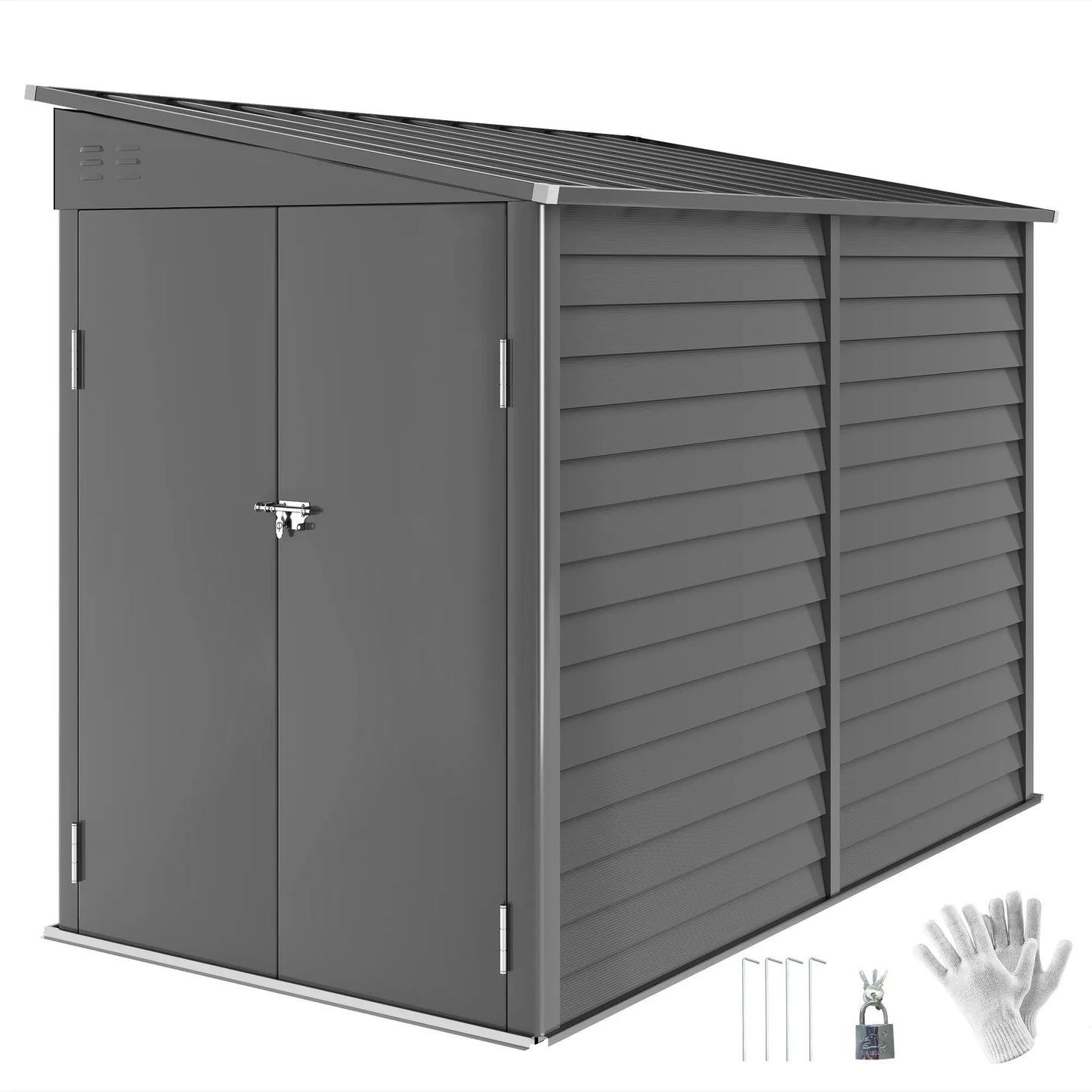 4.6' X 9' Steel Outdoor Storage Shed, Lean To Shed, Metal Tool House, Dark Grey Sheds at Gallery Canada