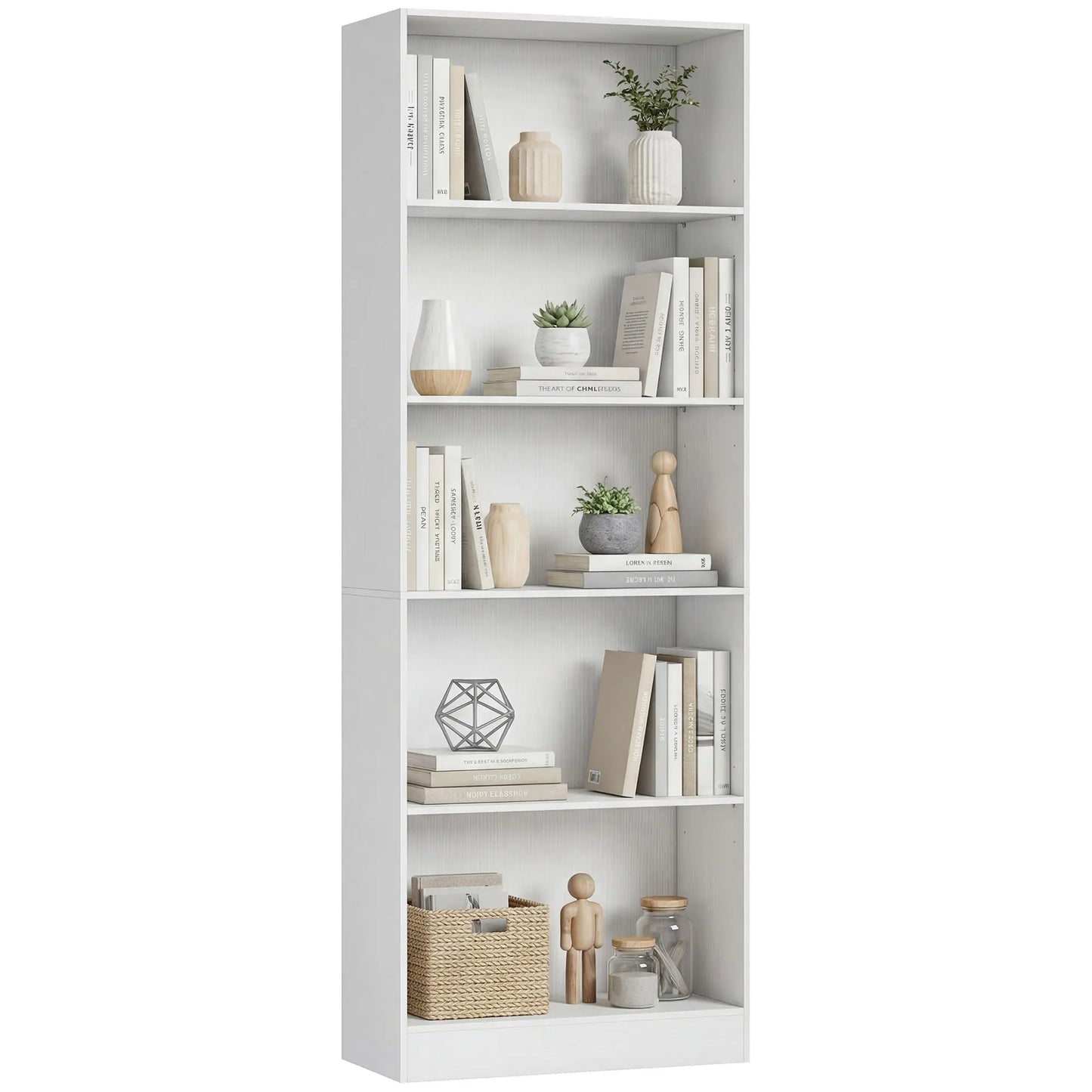 5-Tier Bookcase, Adjustable Shelves, Storage Bookshelf, White Display Bookshelves at Gallery Canada