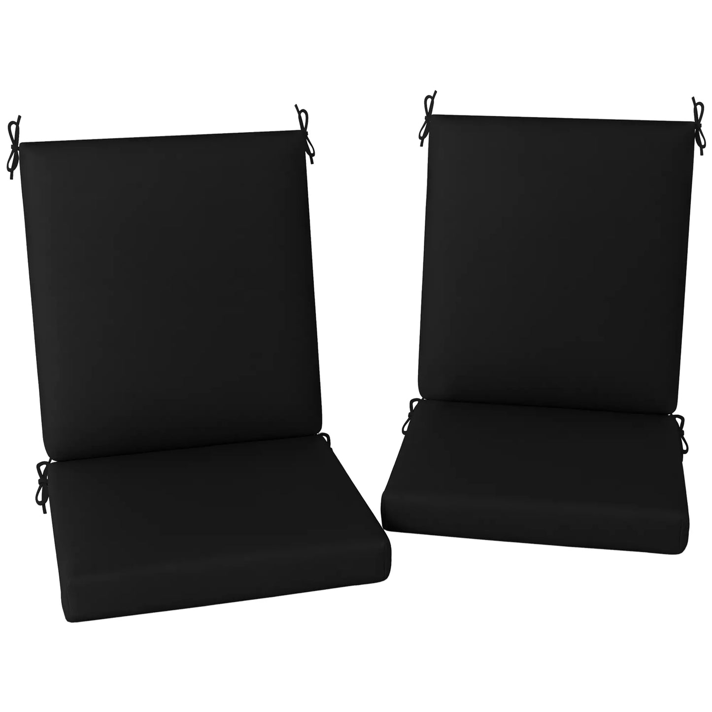 Outdoor Cushions Set of 2, Dining Chair Seat Cushions with Back, Fade-Resistant, Black Patio Chair Cushions at Gallery Canada