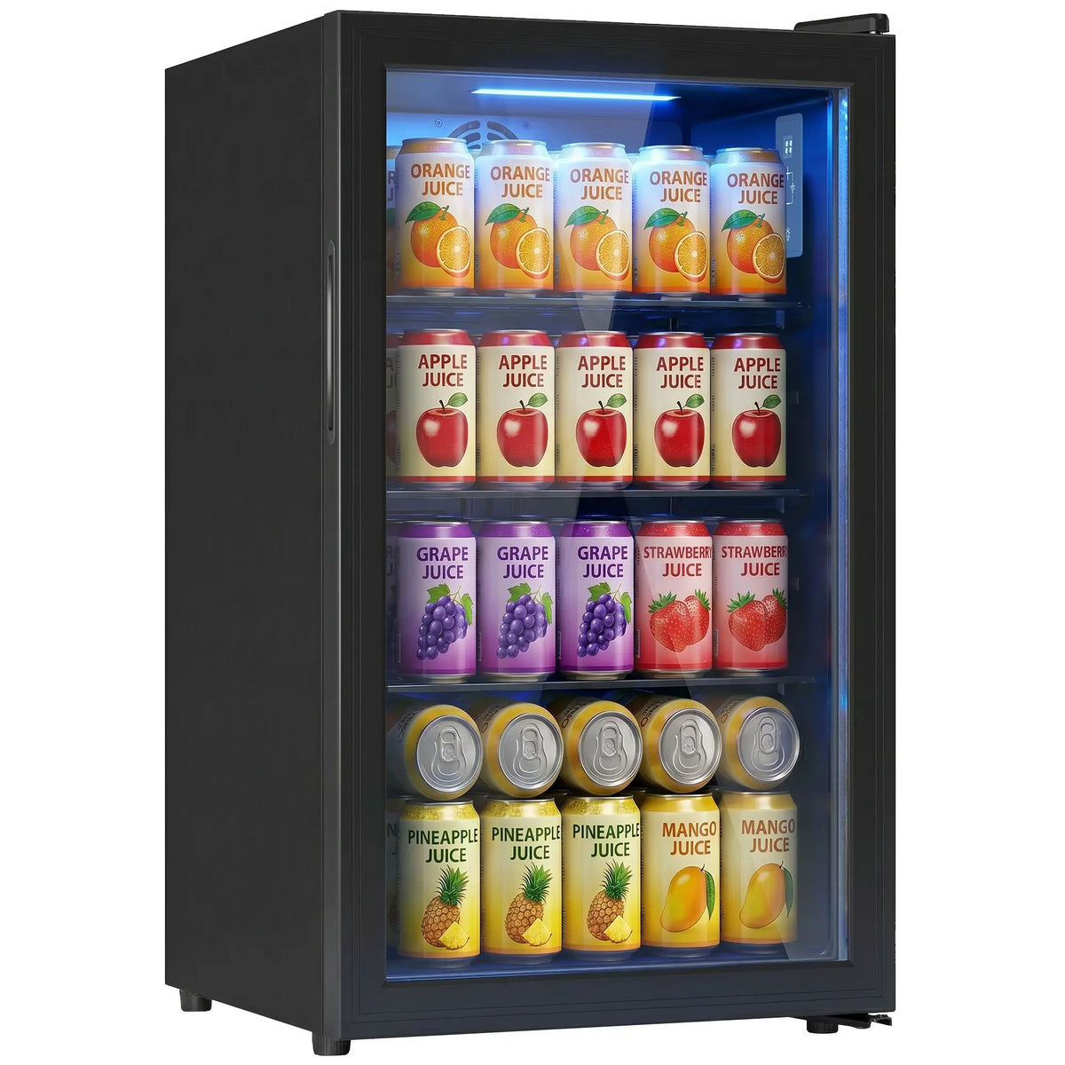 2.1 Cu.Ft Beverage Fridge, 85 Can, Glass Door, Auto-Defrost, LED, Black Small Kitchen Appliances at Gallery Canada