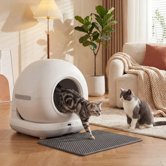 72L Automatic Self Cleaning Litter Box, App Control, Odor Noise Safety Sensors Cat Litter Box Enclosures White, Grey at Gallery Canada