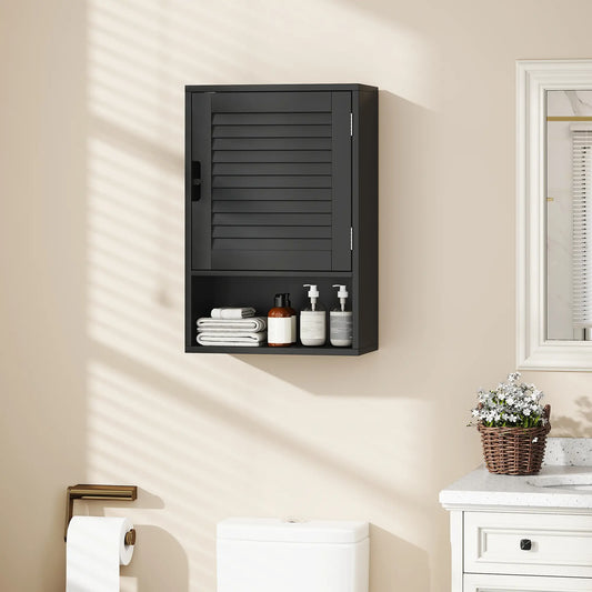 Wall Mounted Bathroom Cabinet, Adjustable Shelves, 40 x 20 x 60 cm, Black Wall Mounted Cabinets Black at Gallery Canada