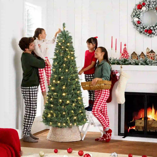 6 ft Prelit Pop Up Christmas Tree, Collapsible Artificial with Metal Stand, Green Pre Lit Christmas Trees Green at Gallery Canada