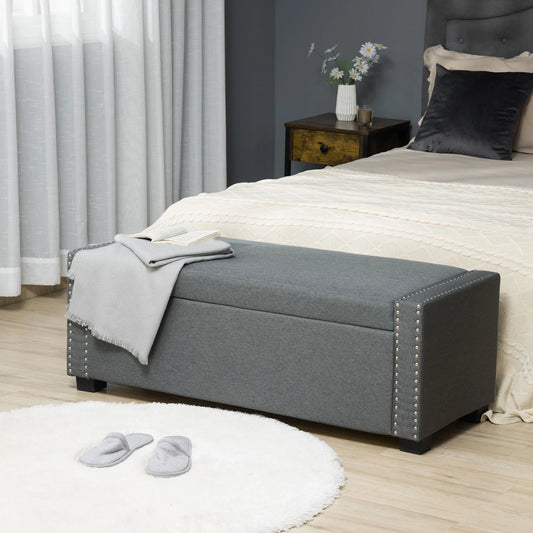 Upholstered Flip Top Storage Bench, Light Grey Storage Ottomans & Benches Light Grey at Gallery Canada