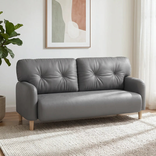 58" 2 Seat Sofa, Modern Love Seat, Upholstered Couch, Solid Wood Frame, Grey