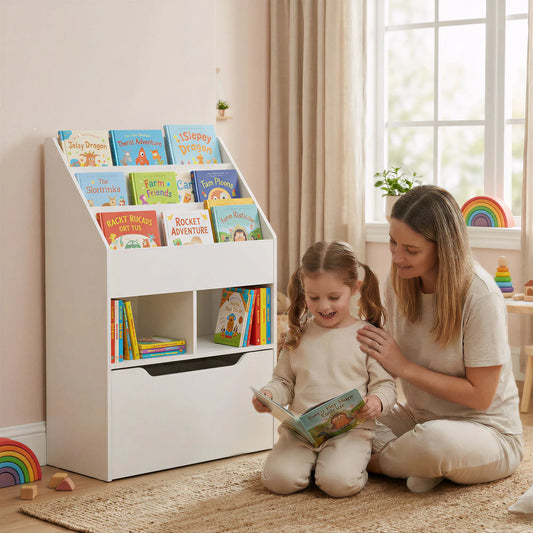 Kids Bookcase, Multi-Shelf Organizer with Drawer, White Baby & Kids Storage White at Gallery Canada