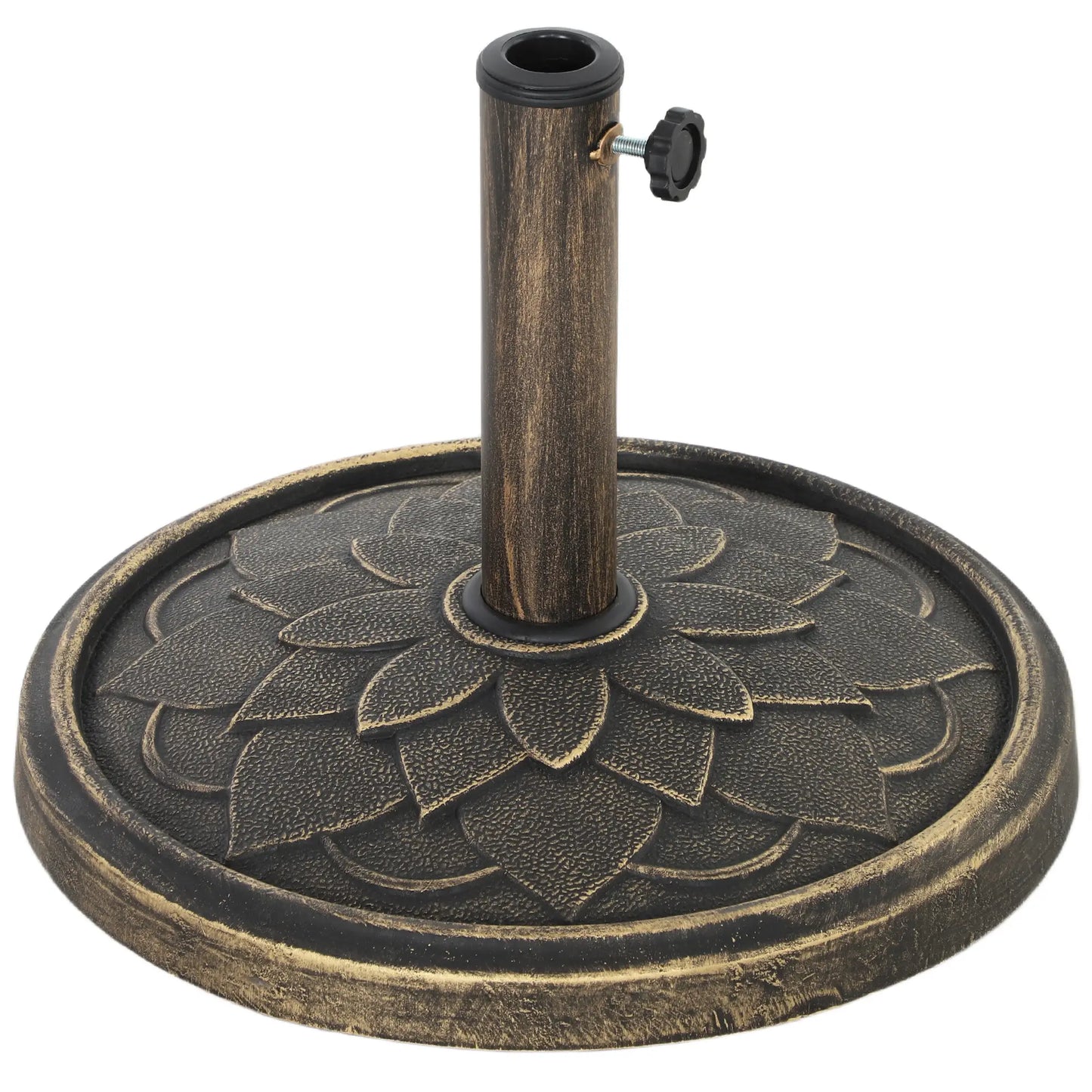 Round Patio Umbrella Base, 26 lbs Resin Stand, Heavy Duty Holder, Bronze Umbrella Bases at Gallery Canada
