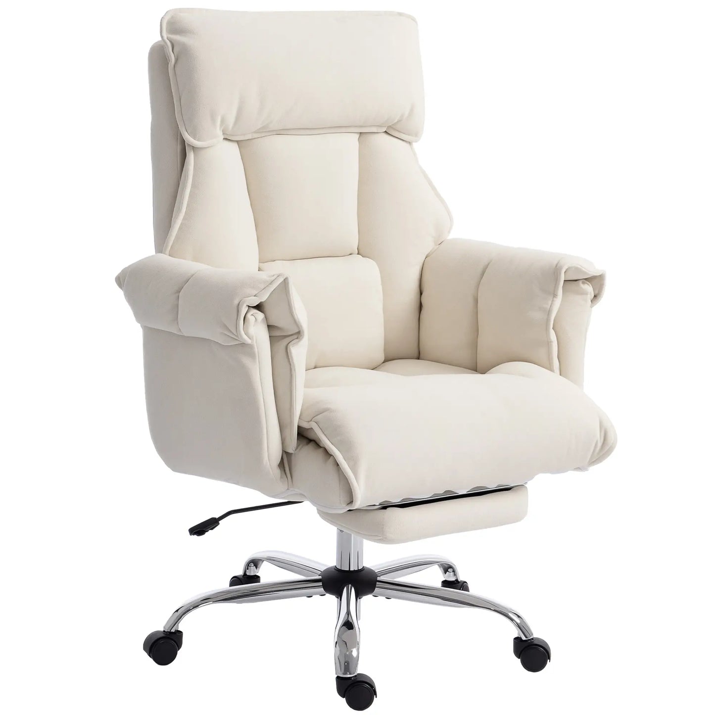 Desk Chair With Footrest, Adjustable Backrest, Cream White, Cream White Executive & Manager Chairs at Gallery Canada