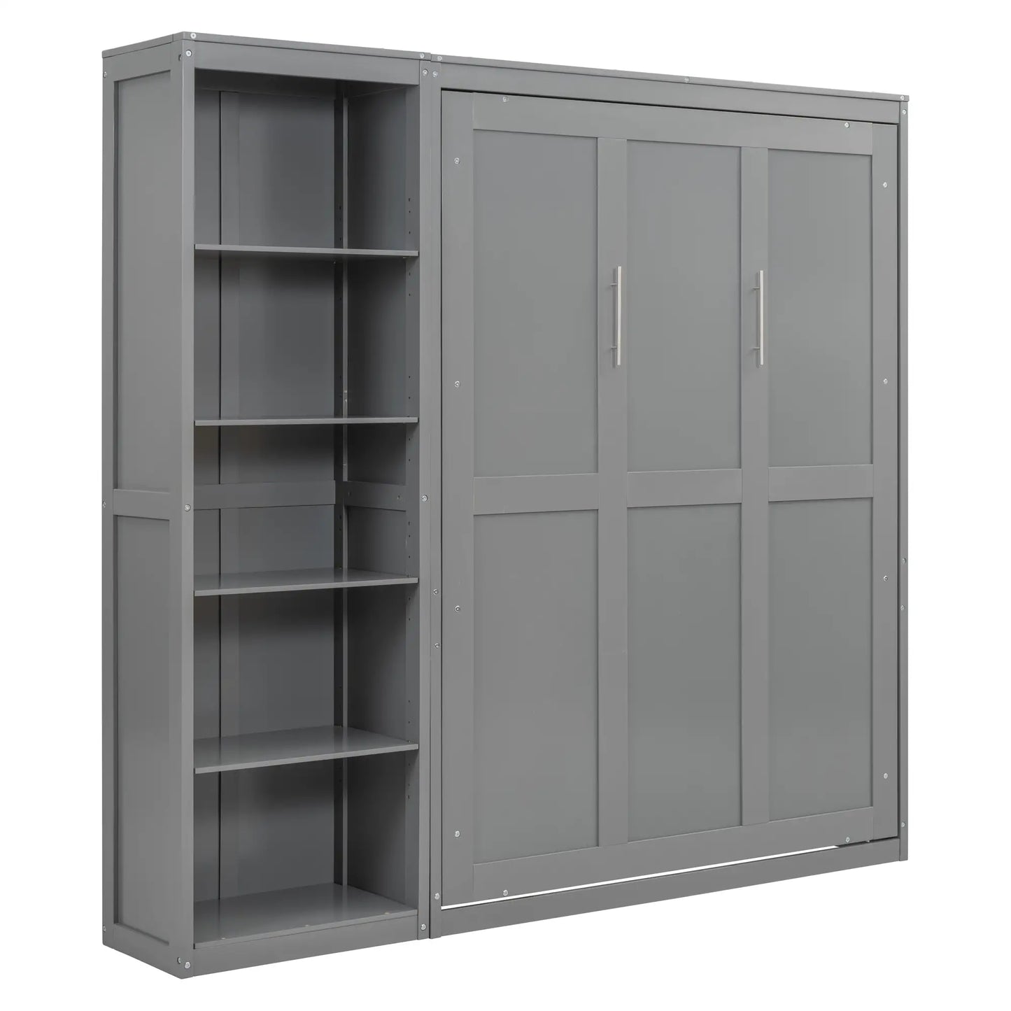 Murphy Bed with Shelves, Dual Piston Mechanism, 87.5" L x 16" W x 84" H, Grey Bed Frames at Gallery Canada