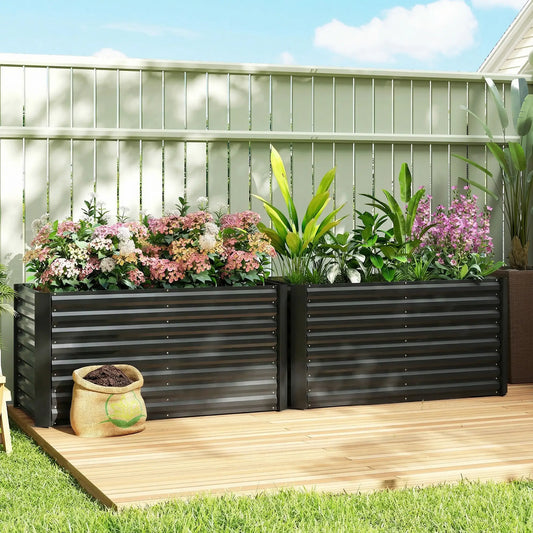 Galvanized Metal Planters, 4' x 2' x 2' Raised Garden Bed, Black Galvanized Planter Boxes Black at Gallery Canada