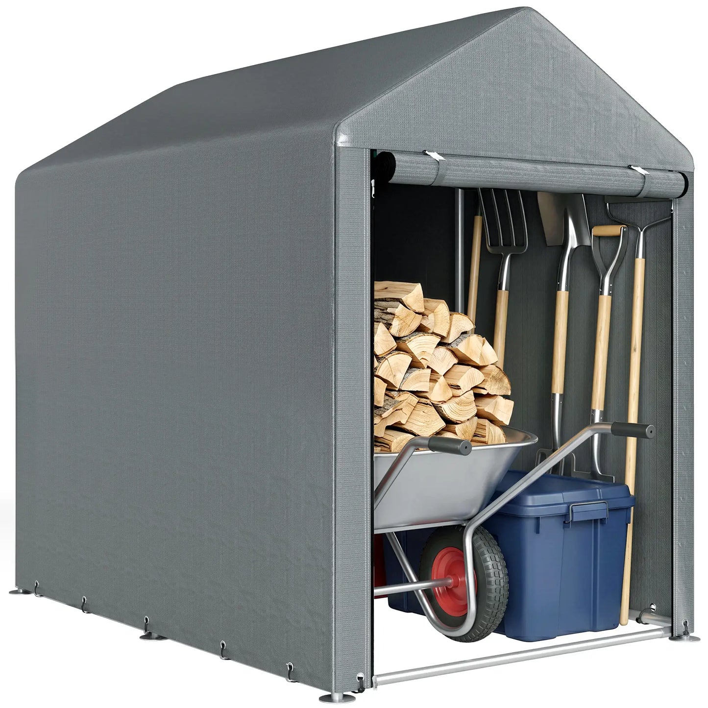 Bike Storage Shed, Motorcycle Shelter, Galvanized Steel, 4x6 Ft, Green Sheds at Gallery Canada