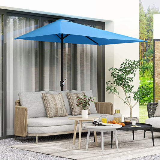 8ft Half Round Umbrella, Patio Garden Sun Shade, 5 Ribs Half Round Umbrellas Light Blue at Gallery Canada