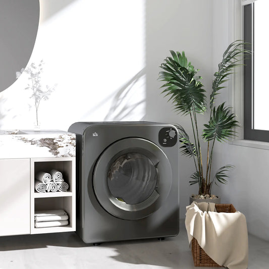 Compact Laundry Dryer, 1300W, 3.22 Cu. Ft., 7 Drying Modes, Grey Dryer Machines Grey at Gallery Canada