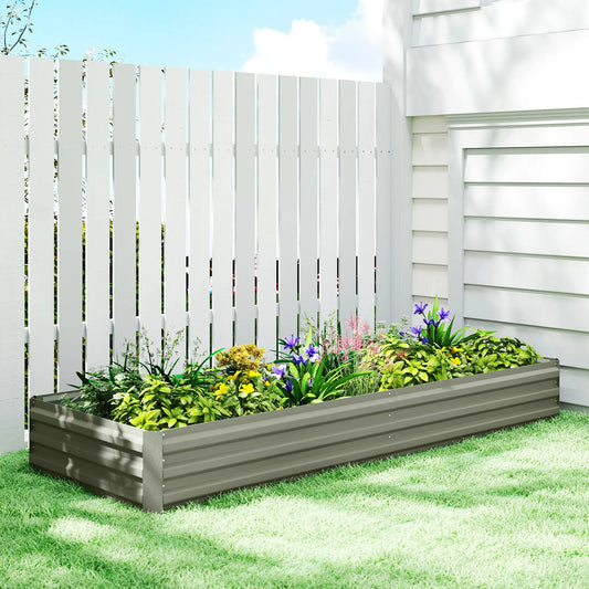 8 x 3 x 1ft Galvanized Raised Garden Bed, Metal Elevated Planter Box, Light Grey Galvanized Planter Boxes Light Grey at Gallery Canada