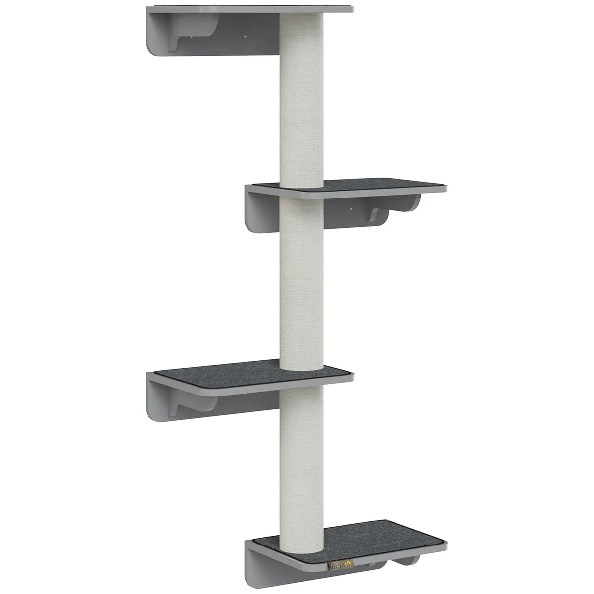 Wall-Mounted Cat Shelf, 4 Platforms, 3 Scratching Posts, Light Grey Cat Climbing Wall at Gallery Canada