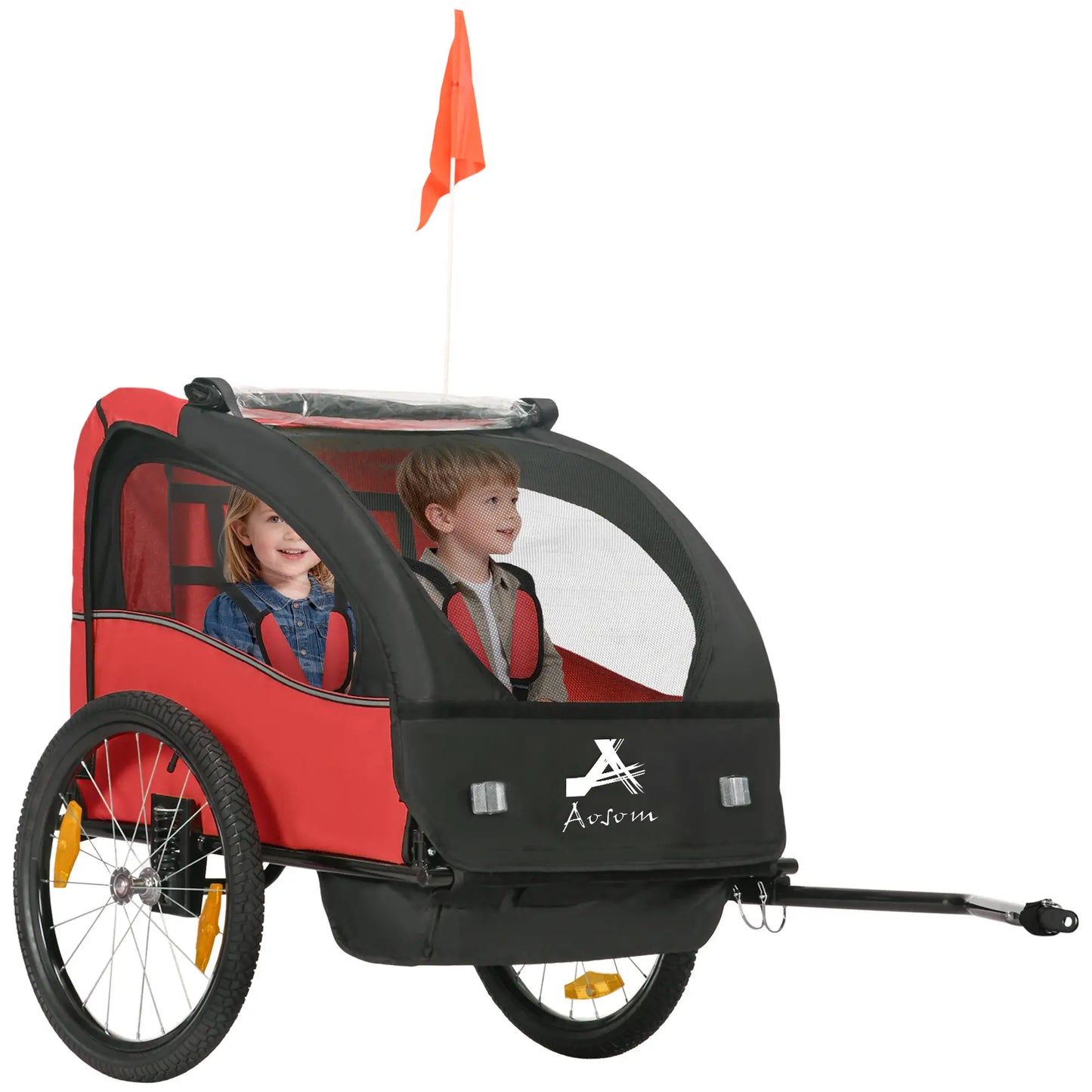 2 Seat Bike Trailer For Kids, Baby Stroller, 20" Wheels, Red Kids Bike Trailers at Gallery Canada