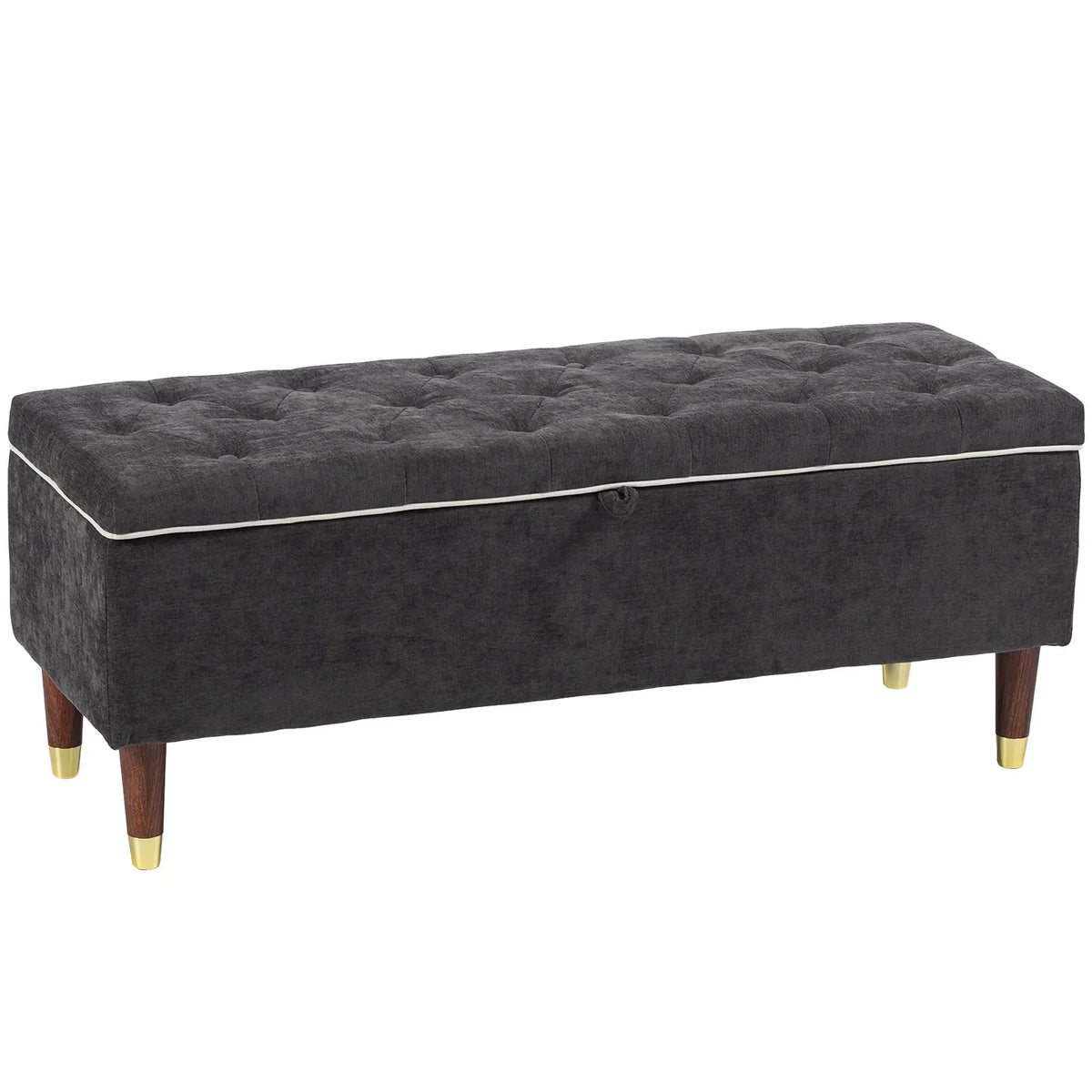 Upholstered Storage Ottoman Bench, 264 LBS Capacity, Dark Grey Storage Ottomans & Benches at Gallery Canada