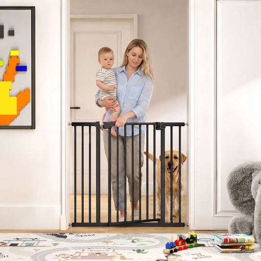 Pet Gate 30-40" W, Auto-Close, Two-Way Open, Pressure Mounted Pet Gates Black at Gallery Canada