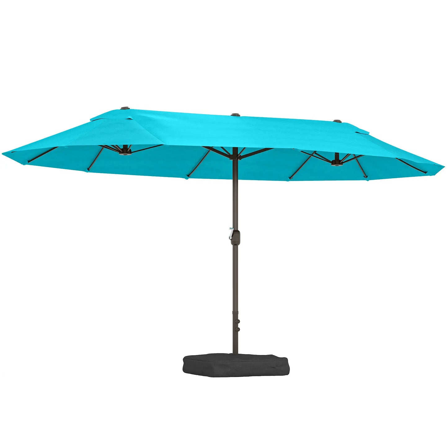 15' Outdoor Patio Umbrella, Twin Canopy Sunshade, Steel Table, Light Blue Double-sided Umbrellas at Gallery Canada