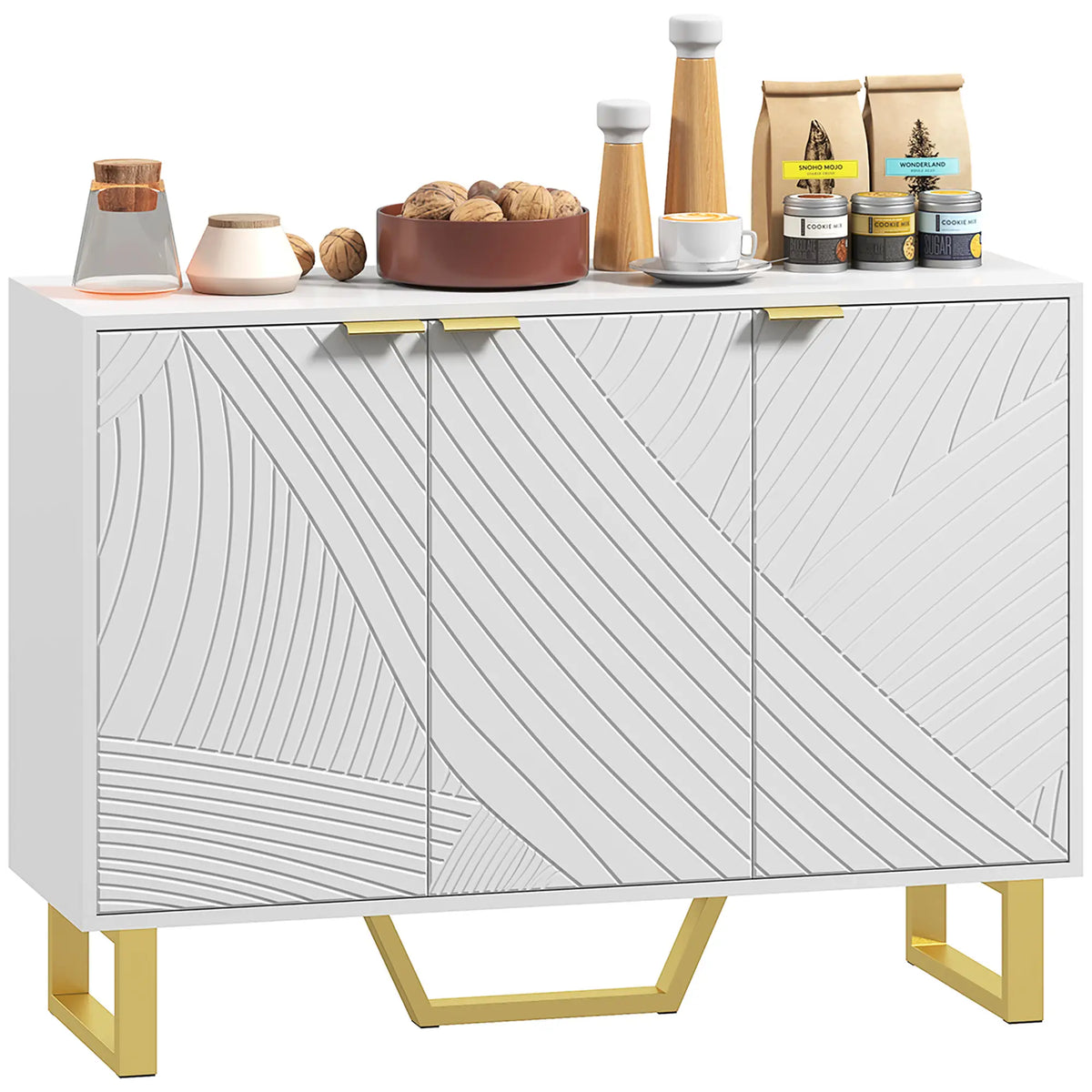 Sideboard Buffet Cabinet, Adjustable Shelves, TV Cabinet for 50 Inch, White Storage Cabinets at Gallery Canada