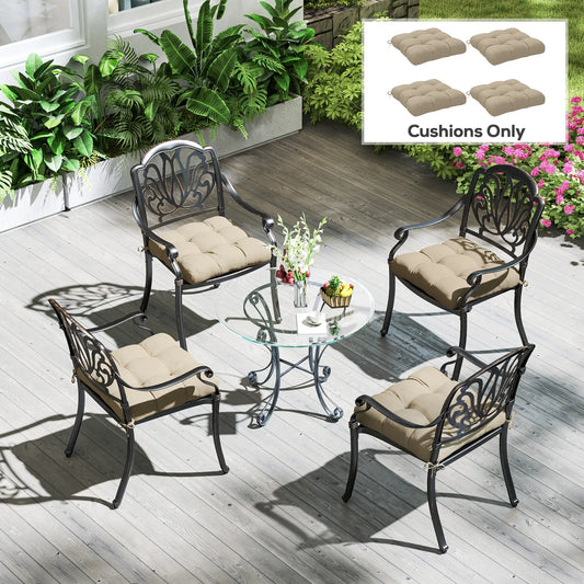 4-Piece Patio Chair Cushion Set With Ties, Indoor Outdoor Replacement Patio Chair Cushions Khaki at Gallery Canada