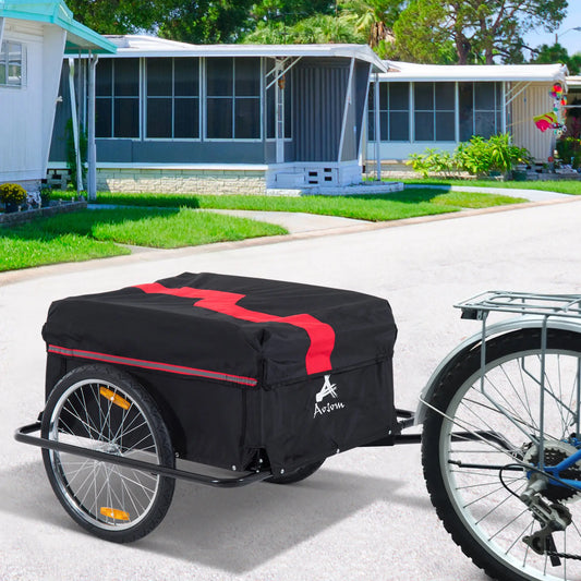 Bicycle Trailer, Utility Cart, Removable Cover, Red Bike Cargo Trailers Red, Black at Gallery Canada