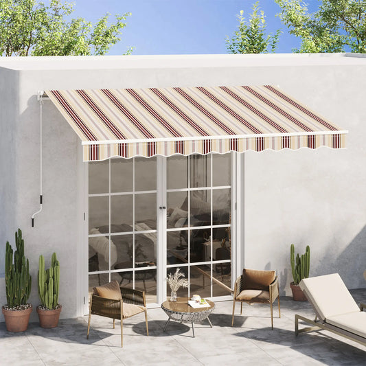10' X 8' Manual Retractable Awning, Aluminum Frame, Red Stripe, Red Stripe Deck Awnings Red Stripe at Gallery Canada
