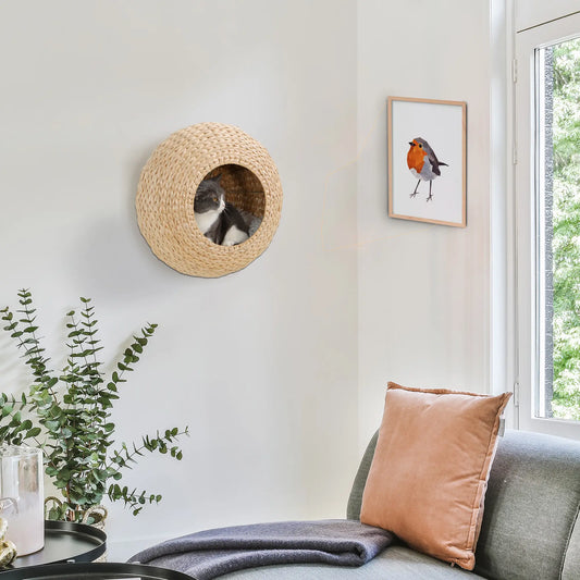 Cat Wall Shelf with Washable Cushion, Wall Mounted Cat Condo, Beige Cat Climbing Wall Beige, Cream White at Gallery Canada