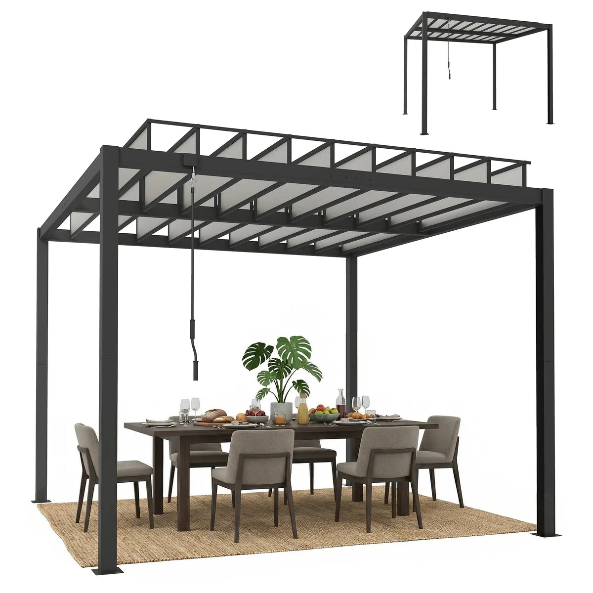9.5 X 10 Ft Aluminum Louvered Pergola With Clear PC Roof, Clear Pergolas at Gallery Canada