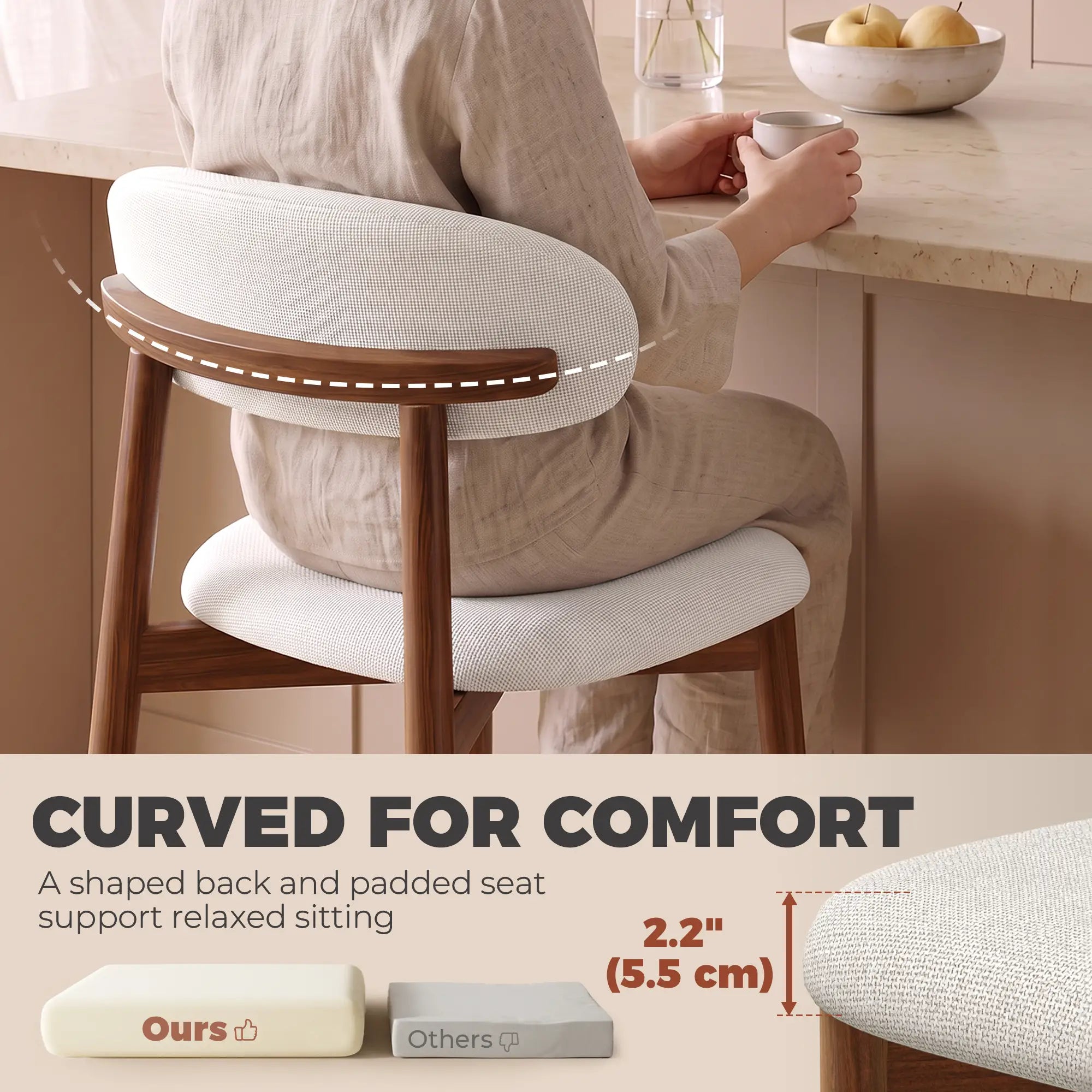 Bar Stools Set Of 2, Cream White, Curved Back Counter Height Bar Stools at Gallery Canada