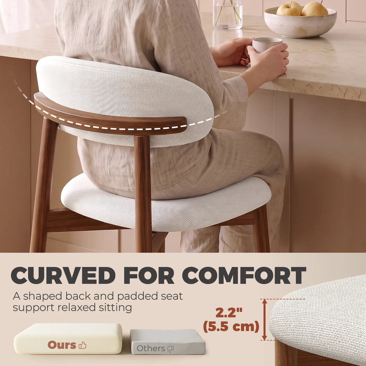 Bar Stools Set Of 2, Cream White, Curved Back Counter Height Bar Stools at Gallery Canada