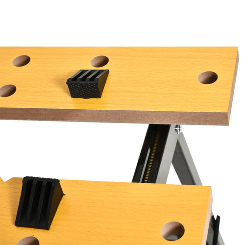 Foldable Work Bench, 4 Adjustable Clamps, MDF Surface, Steel Frame, 100kg/220lbs Capacity