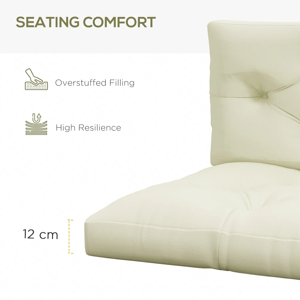 2 Seater 5" Thick Outdoor Seat Cushions, Cream White Patio Chair Cushions at Gallery Canada