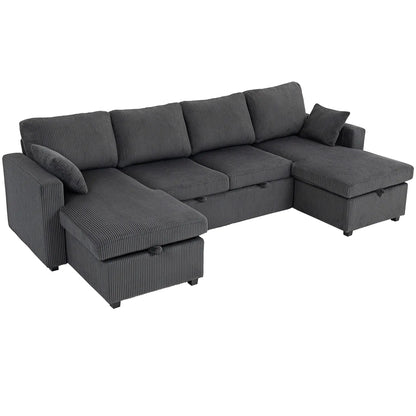 Convertible Sofa Bed, U-Shaped Sleeper Couch with Storage Chaise, Grey Sofas & Reclining Chairs at Gallery Canada