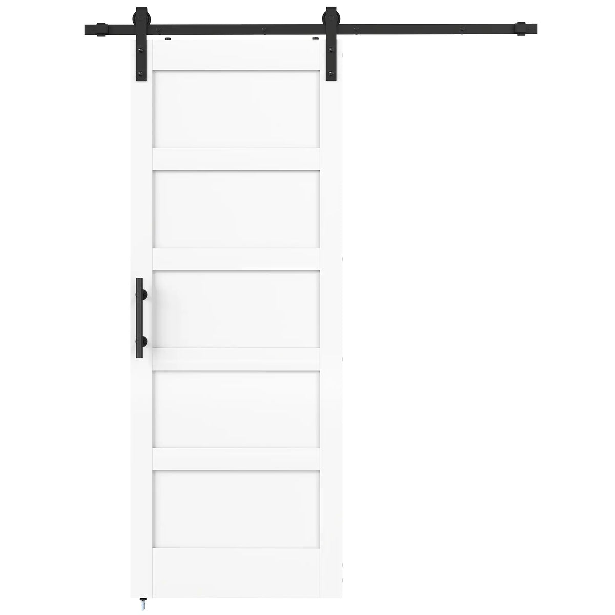 32x84 Sliding Barn Door with Hardware Kit, Shaker Style, White Wood Grain, White Door Hardware White Wood Grain at Gallery Canada