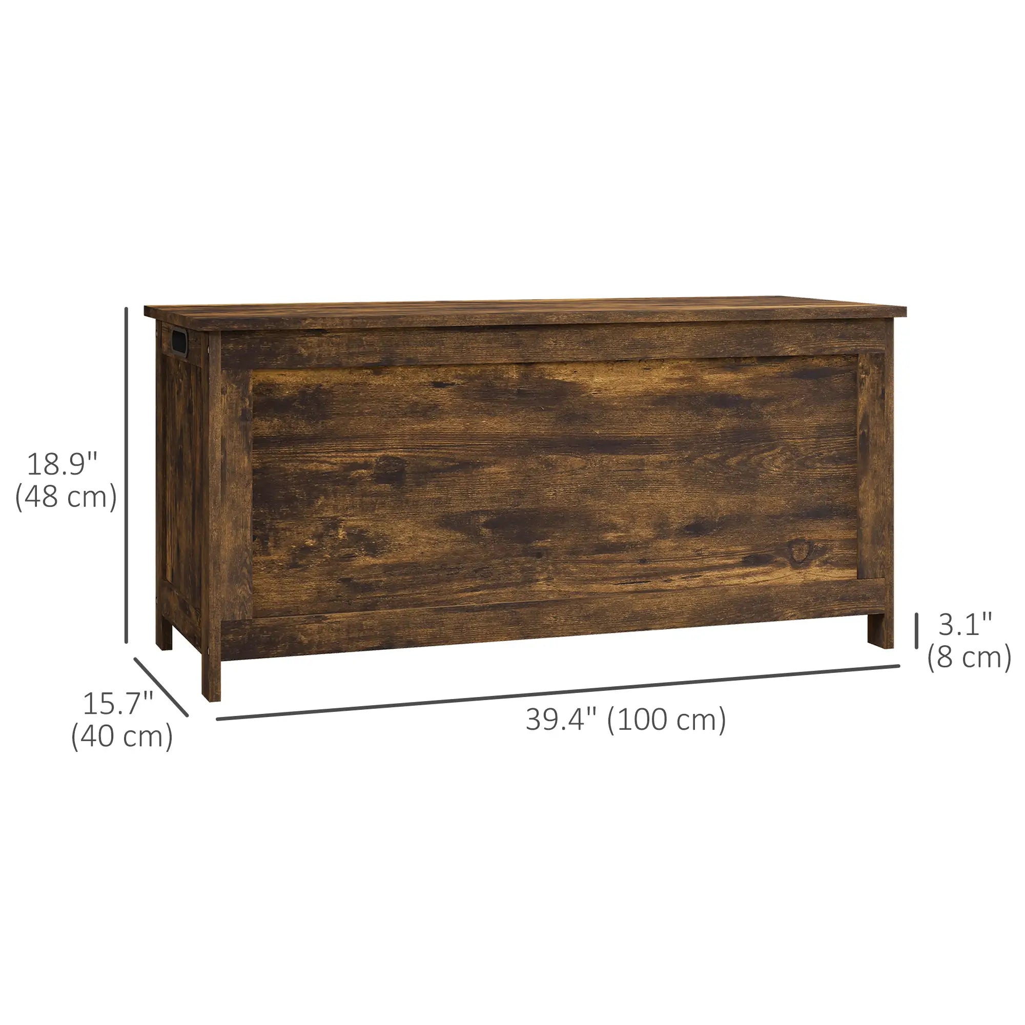 Modern Storage Trunk with Safety Hinges, Entryway Bench, Rustic Brown, Brown Storage Ottomans & Benches at Gallery Canada