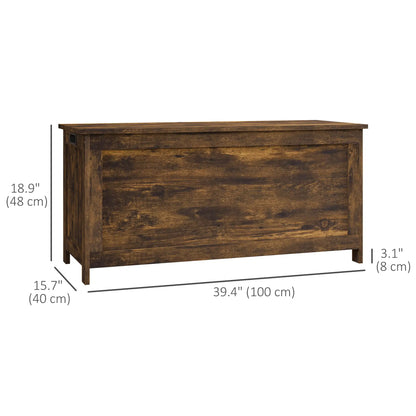 Modern Storage Trunk with Safety Hinges, Entryway Bench, Rustic Brown, Brown Storage Ottomans & Benches at Gallery Canada