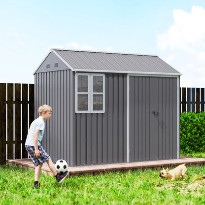 8.5' x 5.5' Metal Garden Shed, Outdoor Storage, Lockable Door, Light Grey Sheds at Gallery Canada