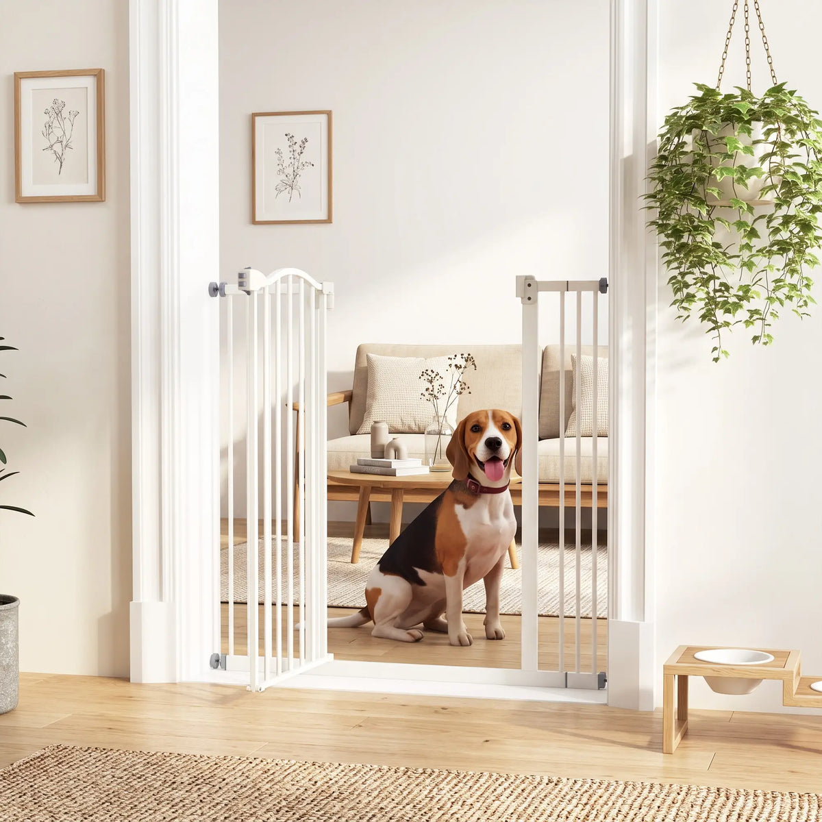Extra Tall Dog Gate with Door, Pressure Fit, Auto Close, 29-39 Inches, White Houses, Kennels & Pens at Gallery Canada