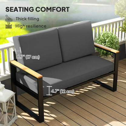 2 Seater 5" Thick Outdoor Seat Cushions, 7" Backrest, Dark Grey Patio Chair Cushions at Gallery Canada