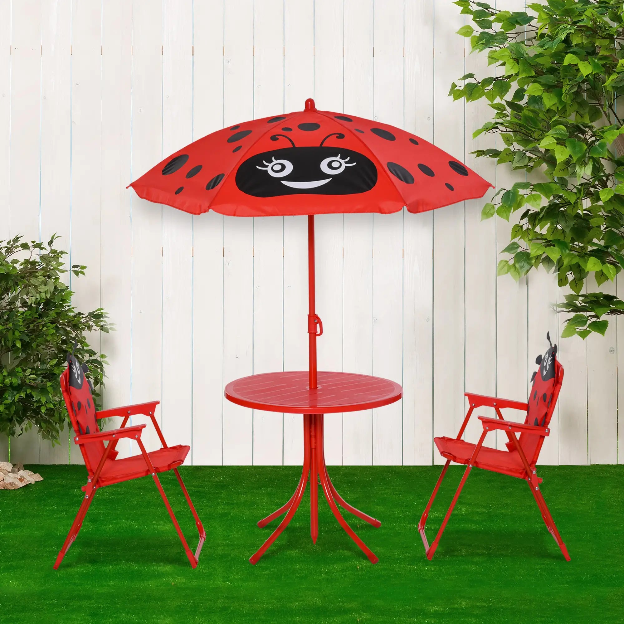 Kids Folding Picnic Table, Chair Set, Adjustable Umbrella, Red Kids Outdoor Furniture at Gallery Canada