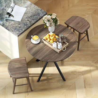 31.5" Industrial Round Dining Table, Distressed Dark Brown, Dark Brown