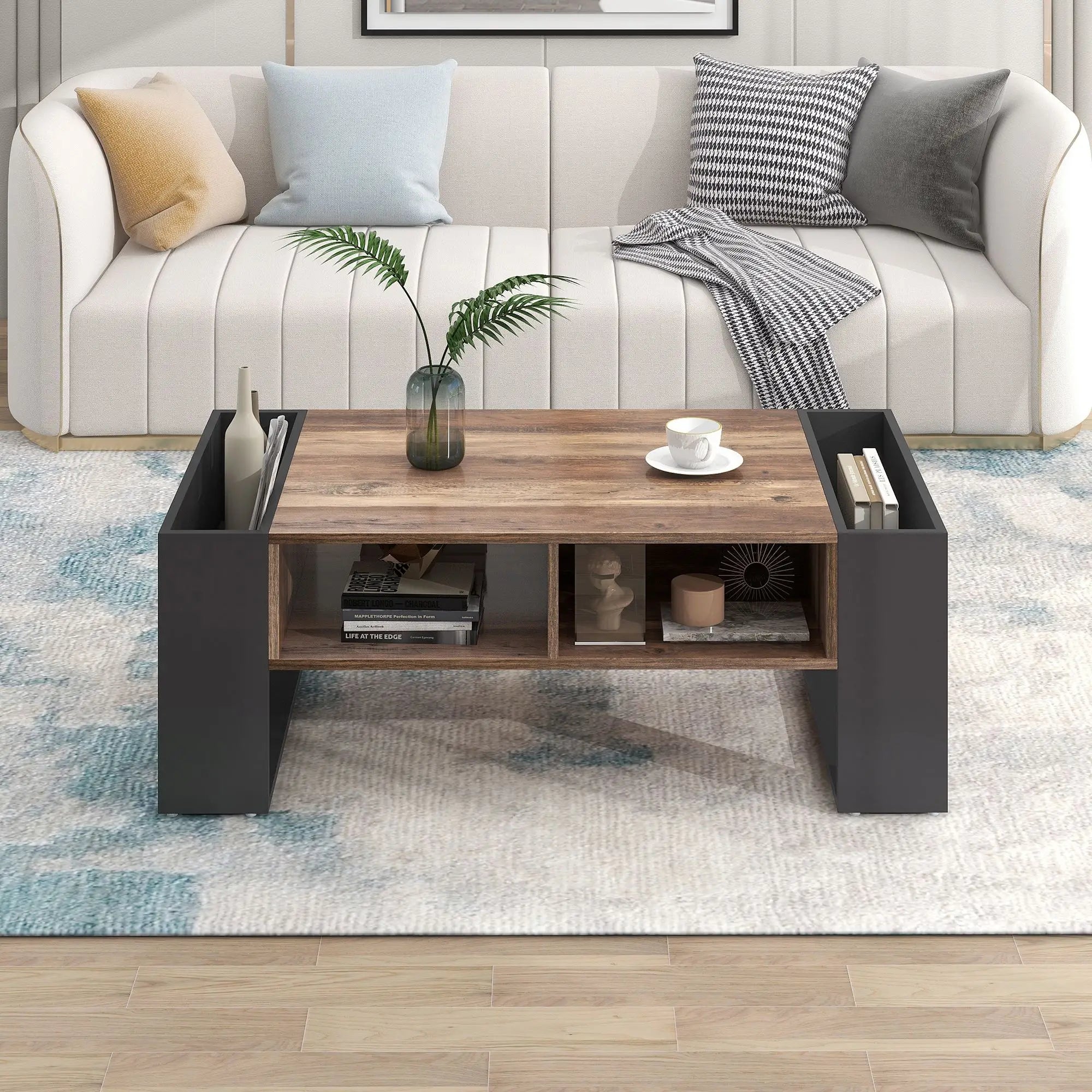 Grain Coffee Table, Double Storage, 43.5