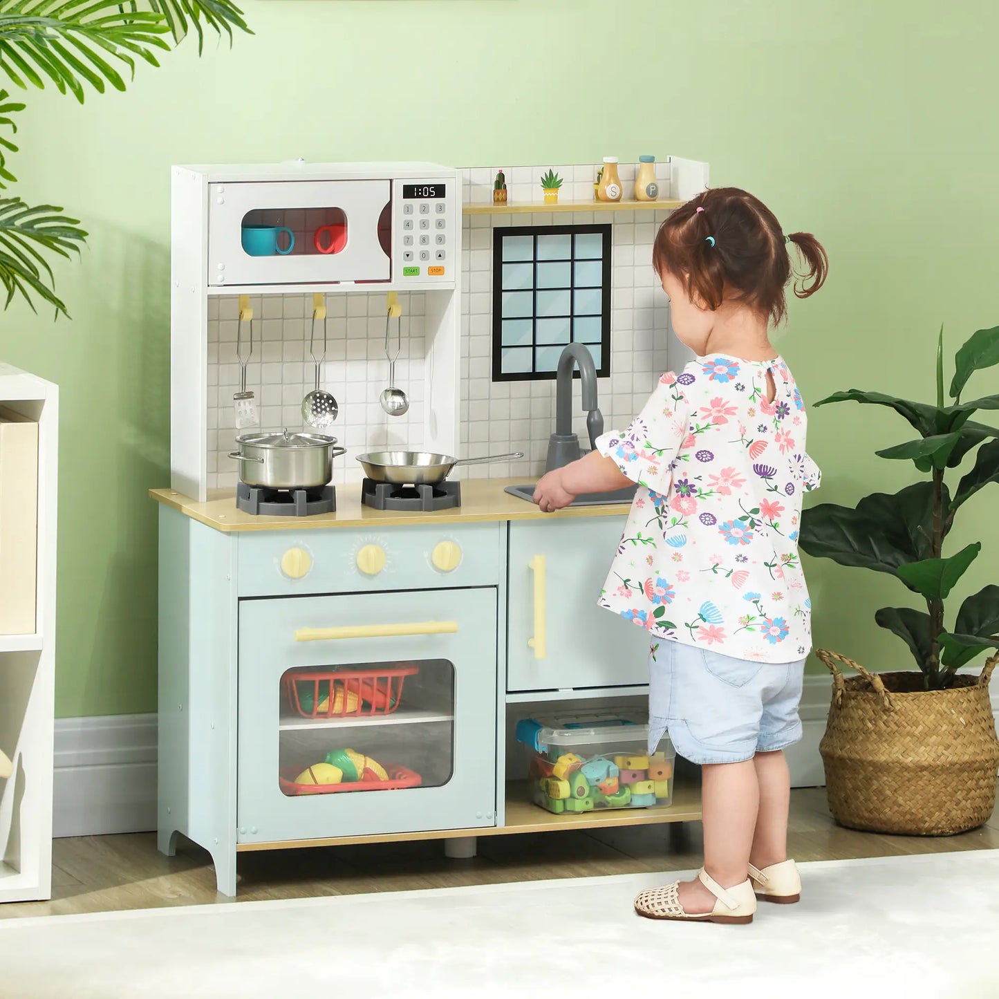 Kids Play Kitchen Set, Stove Microwave Oven, Turning Knobs, Cooking Accessories Play Kitchen at Gallery Canada
