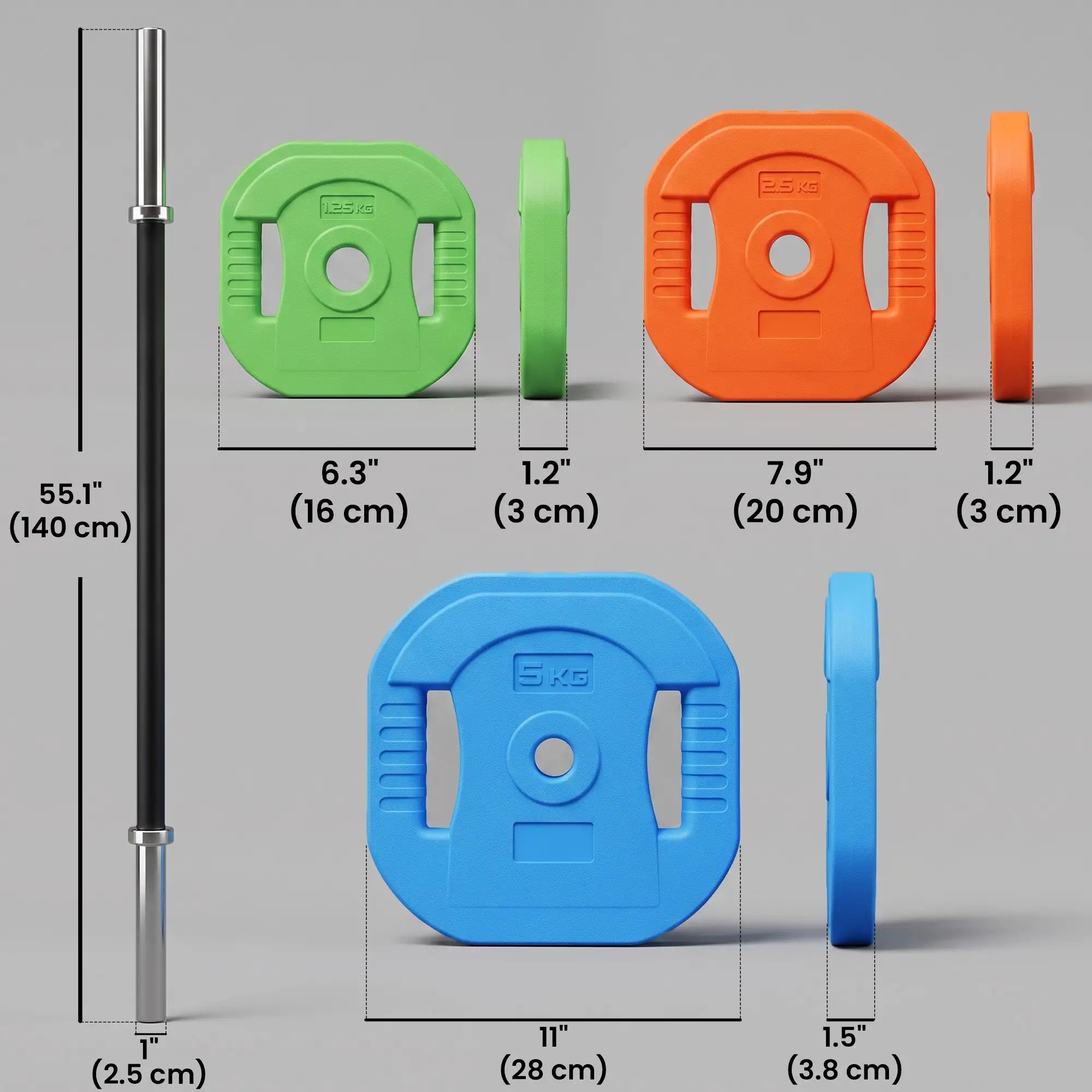 44lbs Adjustable Barbell Weight Set, Bar, Plates, Multicolour Dumbbells & Barbells at Gallery Canada