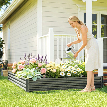 L-Shaped Raised Garden Bed, 82" x 109" x 12", Galvanized Steel Planter Box, Light Grey Galvanized Planter Boxes at Gallery Canada