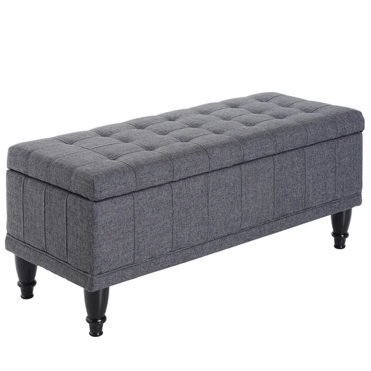 Linen Storage Ottoman Bench With Soft Close Lid, Grey Storage Ottomans & Benches Dark Grey at Gallery Canada