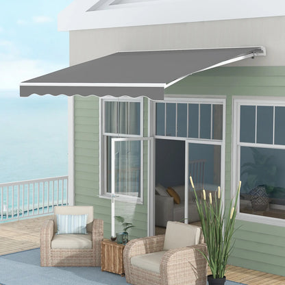 10'x8' Retractable Awning, Remote, Crank Handle, Aluminum Frame, Light Grey Deck Awnings at Gallery Canada
