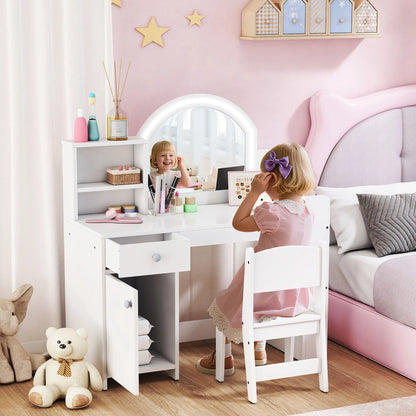 Kids Vanity Set, Toddler Dressing Table and Chair, White Toy Vanity at Gallery Canada