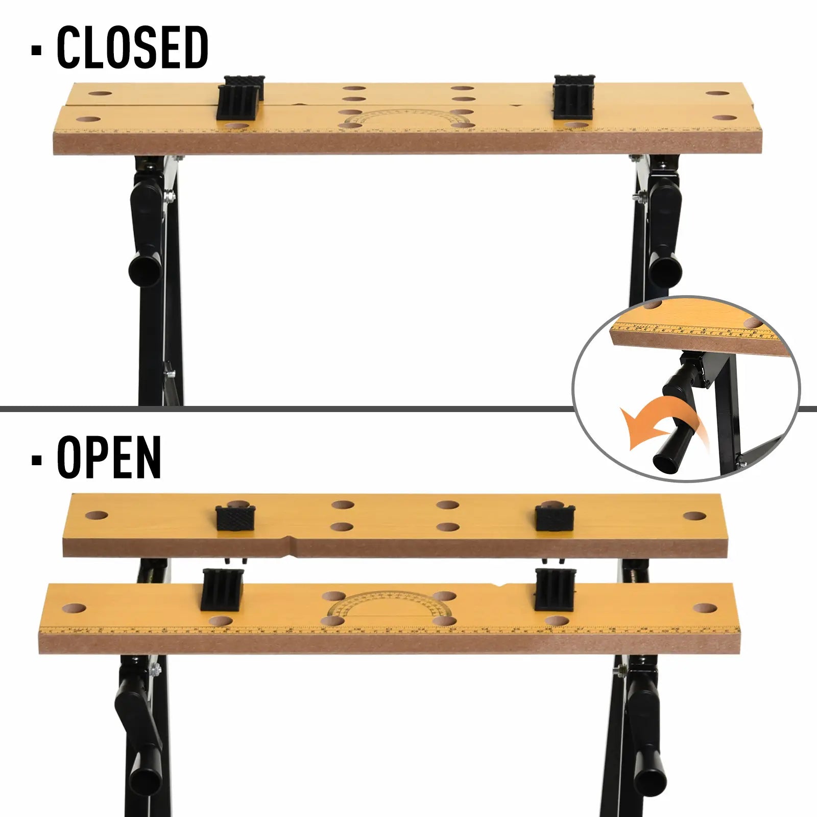 Foldable Work Bench, 4 Adjustable Clamps, MDF Surface, Steel Frame, 100kg/220lbs Capacity Tool Organizers at Gallery Canada